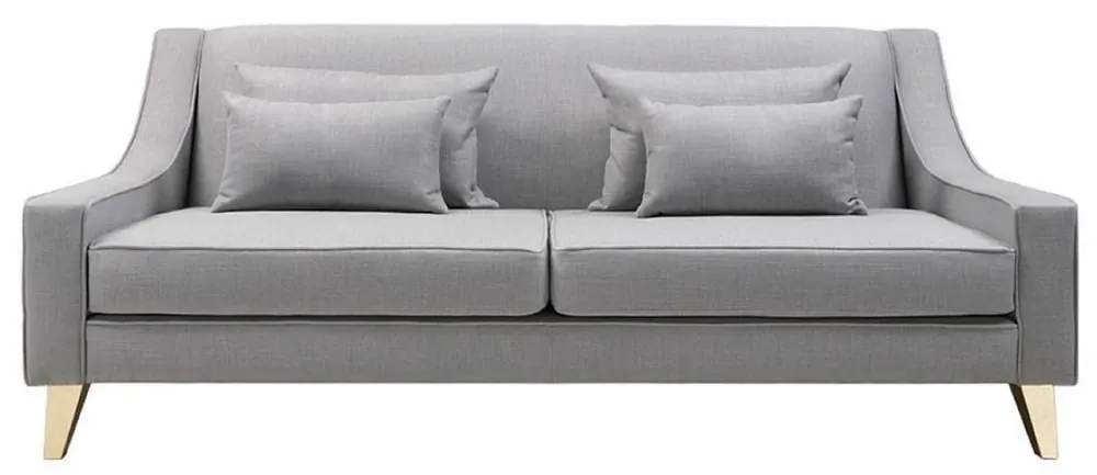 Top-Seller Casa Padrino sofá neoclásico de lujo gris / oro 202 x 94 x A. 85 cm - Sofá de salón - Sofá de hotel - Muebles de salón - Muebles de hotel - Muebles de lujo - Muebles neoclásicos