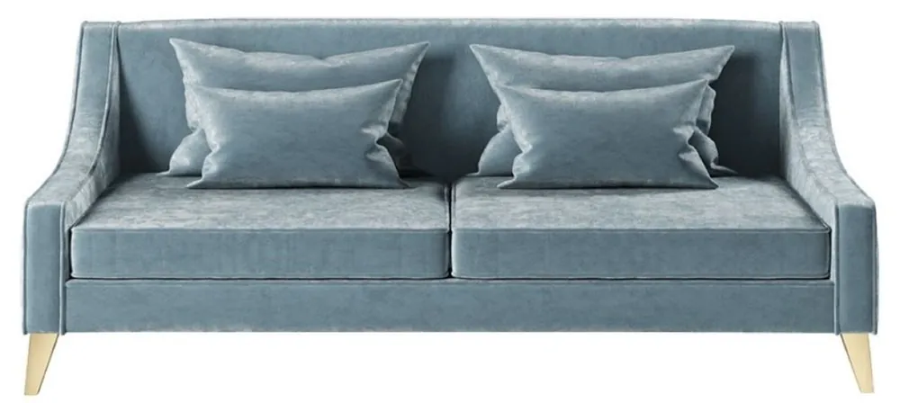 Casa Padrino sofá neoclásico de lujo azul claro / oro 152 x 97 x A. 85 cm - Sofá de salón - Sofá de hotel - Muebles de salón - Muebles de hotel - Muebles de lujo - Muebles neoclásicos Garantierte Lieferung