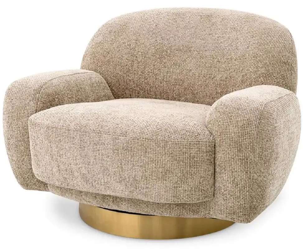 Casa Padrino sillón giratorio de lujo arena / latón 95 x 90 x A. 70 cm - Sillón de salón - Sillón de hotel - Muebles de salón - Muebles de hotel - Muebles de lujo - Calidad de lujo Saisonangebot
