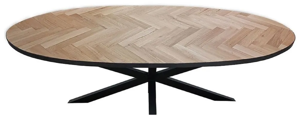 Casa Padrino mesa de comedor de madera maciza de lujo natural / negro 240 x 100 x A. 76 cm - Mesa de cocina ovalada de madera maciza - Muebles de comedor - Muebles madera maciza - Muebles de lujo Schneller Versand