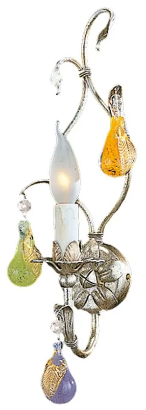 Casa Padrino lámpara de pared barroco de lujo plata con pátina / multicolor 16 x 13 x A. 42 cm - Elegante lámpara de pared de estilo barroco con fino cristal de Murano - Hecho en Italia Direktkauf