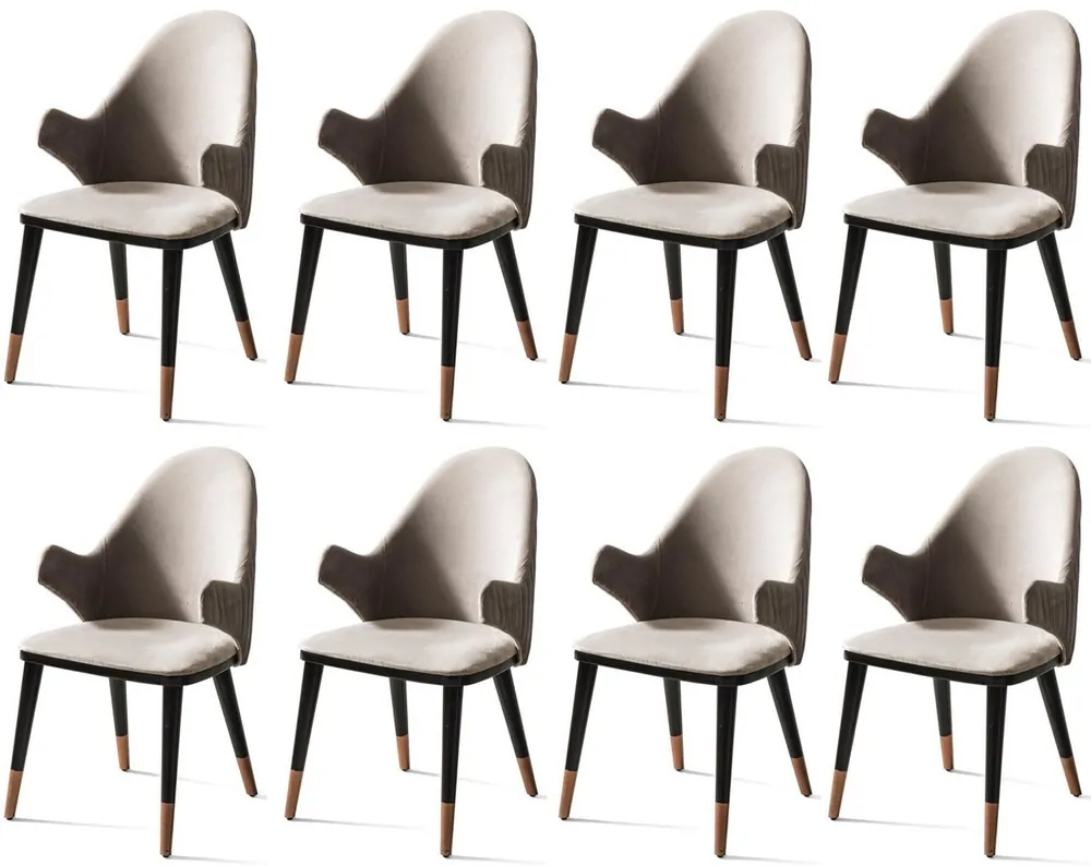 Casa Padrino conjunto de sillas de comedor de lujo de 8 con reposabrazos gris / negro / cobre 52 x 52 x A. 88 cm - Muebles de comedor - Muebles de restaurante - Muebles de lujo - Interiores de lujo Preisreduziert