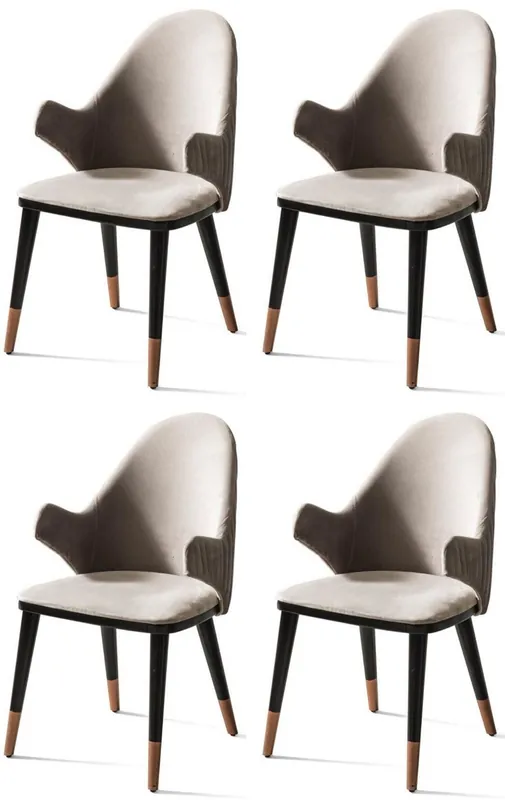 Casa Padrino conjunto de sillas de comedor de lujo de 4 con reposabrazos gris / negro / cobre 52 x 52 x A. 88 cm - Muebles de comedor - Muebles de restaurante - Muebles de lujo - Interiores de lujo Abverkauf