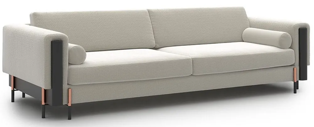 Casa Padrino sofá de lujo crema blanco / negro mate / cobre 220 x 107 x A. 78 cm - Sofá de salón - Sofá de hotel - Muebles de salón - Muebles de hotel - Muebles de lujo - Interiores de lujo Rabatt