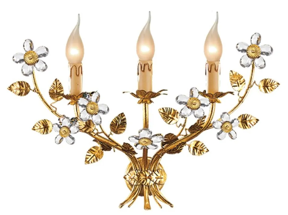 Preisknaller Casa Padrino lámpara de pared barroco de lujo oro con pátina 52 x 20 x A. 35 cm - Elegante aplique de estilo barroco con fino cristal de Murano - Calidad de lujo - Hecho en Italia