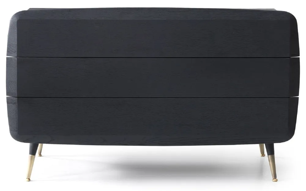 Begrenztes Angebot Casa Padrino cómoda de madera maciza de lujo con 3 cajones negro / latón antiguo 123 x 55 x A. 78 cm - Cómoda de dormitorio - Muebles de dormitorio - Muebles de lujo - Interiores de lujo