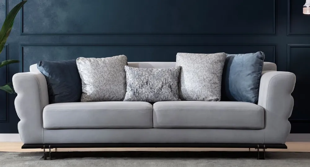 Geprüft Casa Padrino sofá de lujo gris / negro 230 x 102 x A. 88 cm - Sofá de salón - Sofá de hotel - Muebles de salón - Interiores de salón - Muebles de hotel - Muebles de lujo - Interiores de lujo