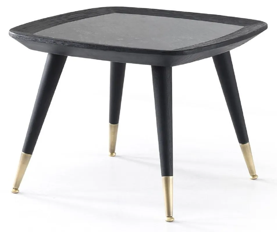 Knallerangebot Casa Padrino mesa auxiliar de lujo negro / verde / latón antiguo 60 x 60 x A. 44 cm - Mesa cuadrada con tapa de mármol - Muebles de salón - Muebles de hotel - Muebles de lujo
