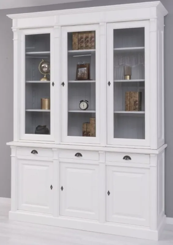 Billig Casa Padrino armario de libros de estilo campestre blanco / gris 183 x 51 x A. 240 cm - Armario de Sala de Estar de Madera Maciza - Armario de Oficina - Muebles de Estilo Campestre