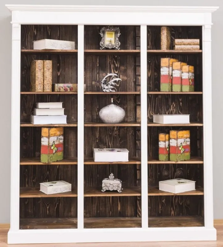 Neu Casa Padrino armario de libros de estilo campestre blanco / marrón oscuro 180 x 39 x A. 197 cm - Armario de sala de estar - Armario de oficina - Muebles de estilo campestre