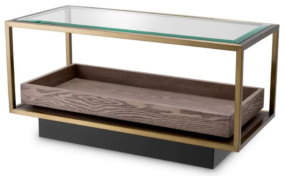 Neu Im Sortiment Casa Padrino mesa auxiliar de lujo latón / gris / negro 90 x 42 x A. 44 cm - Mesa de salón rectangular con tapa de vidrio - Mesa de hotel - Muebles de salón - Muebles de hotel - Muebles de lujo