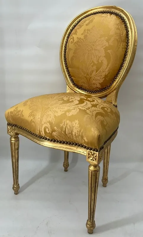 Casa Padrino silla de comedor barroco medallón oro patrón / oro - Silla de cocina de estilo antiguo de madera maciza hecha a mano con patrón - Muebles de comedor estilo barroco - Muebles barrocos Top-Preis