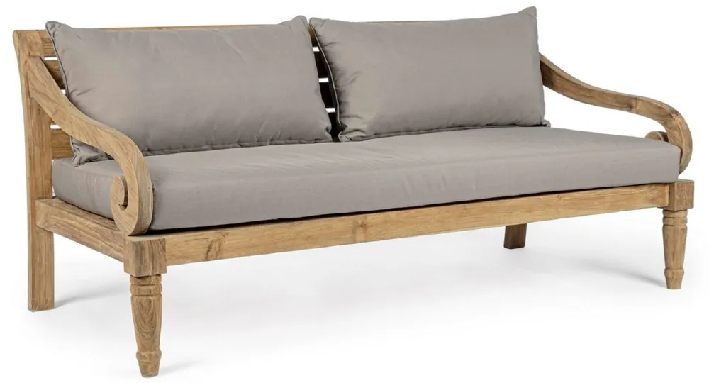 Casa Padrino sofá de jardín de lujo gris / natural 165 x 80 x A. 75 cm - Sofá de jardín rústico de teca con cojines - Muebles de jardín de madera maciza - Muebles de jardín rústicos de lujo Schneller Versand