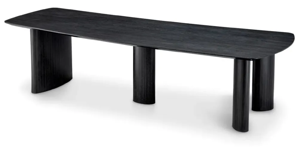 Casa Padrino mesa de comedor de lujo negro gris 300 x 120 x A. 76,5 cm - Mesa de cocina de madera maciza con tablero ligeramente curvado - Muebles de comedor - Muebles de cocina - Muebles de lujo Knallerangebot
