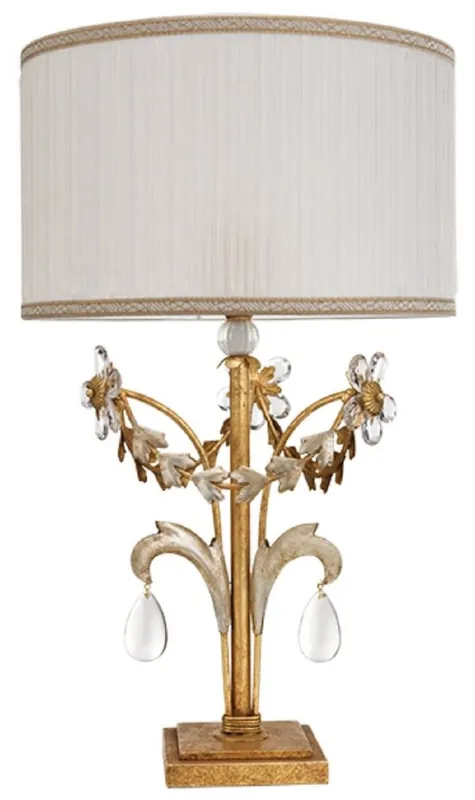 Casa Padrino lámpara de mesa de cristal barroco de lujo oro antiguo / plata antiguo Ø 30 x A. 50 cm - Magnífica lámpara de escritorio estilo barroco con cristal de bohemia - Hecho en Italia Sonderaktion