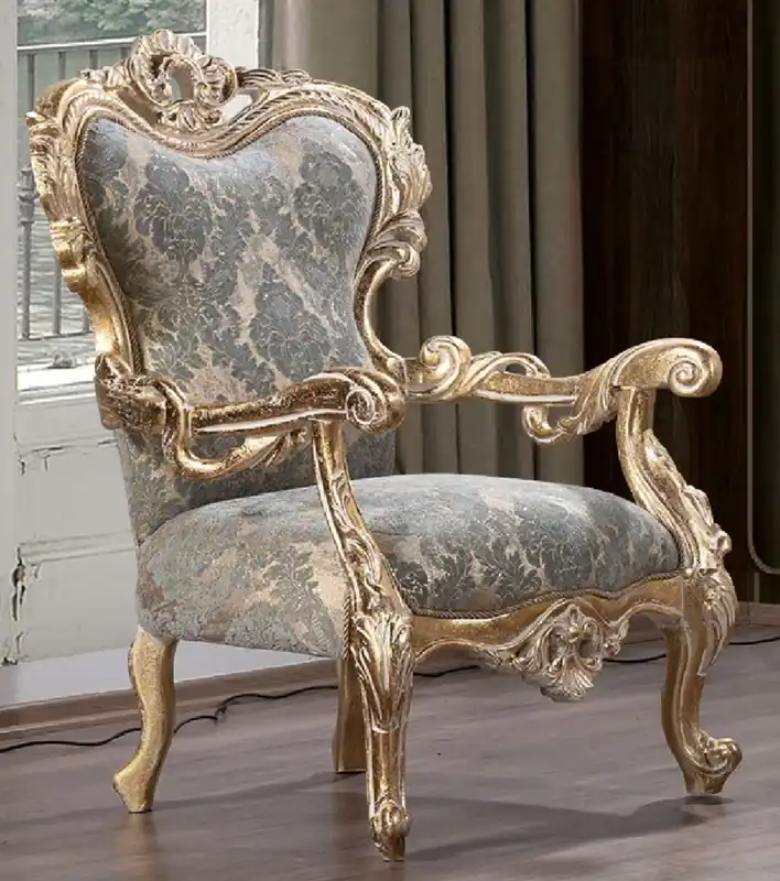 Casa Padrino sillón barroco de lujo verde / oro antiguo - Magnífico sillón de salón con patrón elegante - Muebles de salón de lujo en estilo barroco - Muebles barrocos Sofort Bestellen