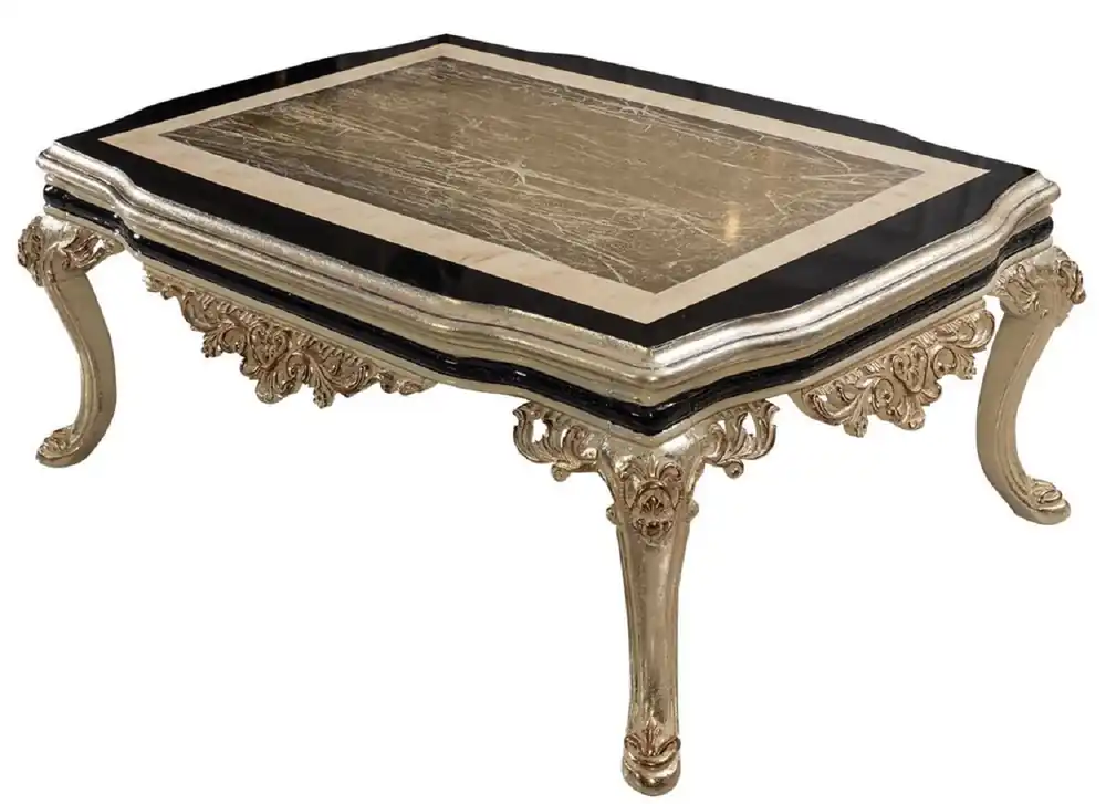 Sichere Zahlung Casa Padrino mesa de centro barroco de lujo oro antiguo / crema / negro - Mesa de salón rectangular de estilo barroco - Muebles de salón de estilo barroco - Muebles de lujo en estilo barroco