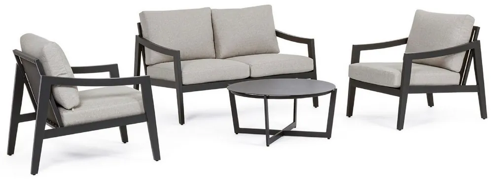 Casa Padrino conjunto de muebles de jardín de lujo gris / antracita - 1 Sofá de Jardín y 2 Sillones de Jardín y 1 Mesa de Jardín de Lujo - Muebles de jardín - Muebles de piscina - Muebles de lujo Begrenztes Angebot