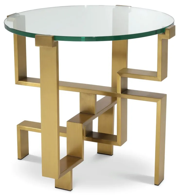 Casa Padrino mesa auxiliar de lujo latón Ø 60 x A. 54,5 cm - Mesa redonda de acero inoxidable con tapa de vidrio - Muebles de salón - Muebles de hotel - Muebles de lujo - Interiores de salón Meistverkauft