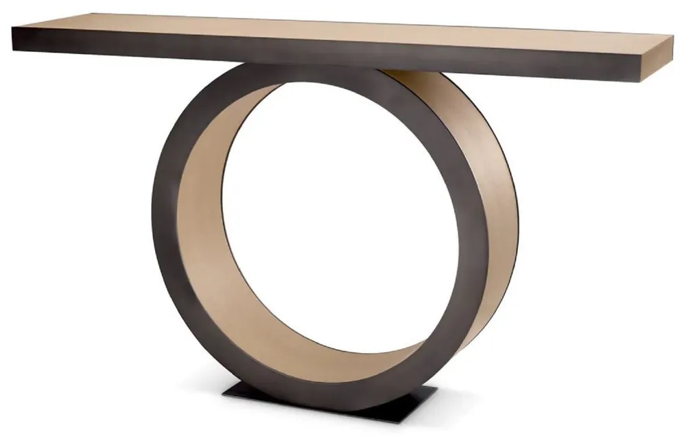Expressversand Casa Padrino consola de lujo natural / bronce 130 x 30 x A. 76,5 cm - Consola rectangular de madera maciza - Muebles de lujo - Muebles de salón - Interiores de lujo