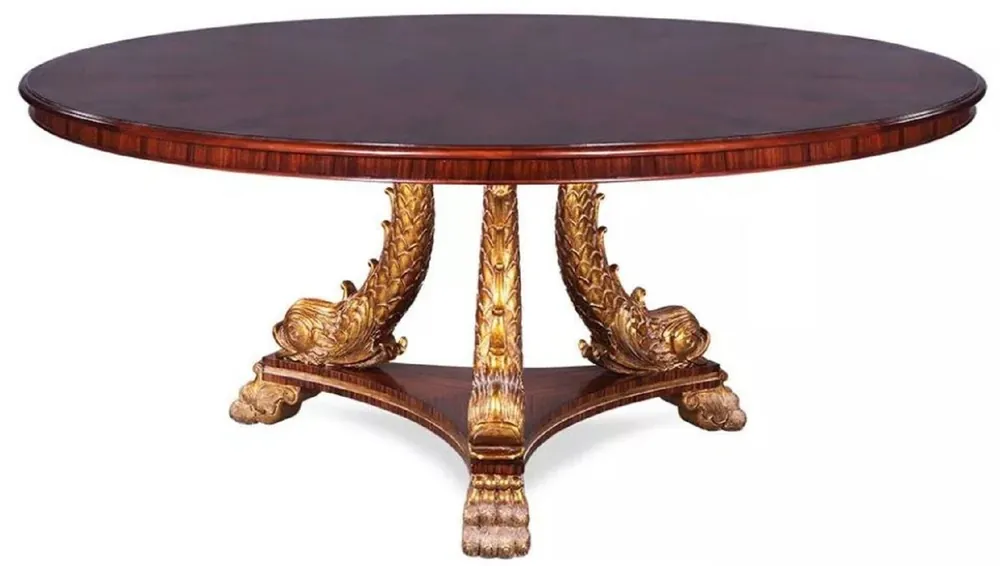 Casa Padrino mesa de comedor barroco de lujo marrón / oro Ø 150 cm - Mesa de cocina redonda de madera maciza de estilo barroco en estilo asiático - Muebles de comedor barrocos en estilo asiático Bestpreis