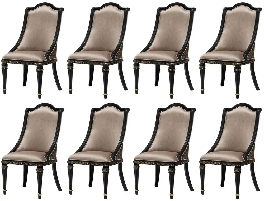Günstig Casa Padrino conjunto de 8 sillas de comedor barrocos de lujo plata / negro / oro - Sillas de cocina de estilo barroco magníficos - Muebles de comedor barrocos - Muebles barroco