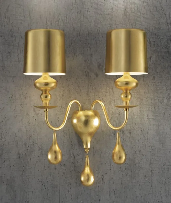 Casa Padrino lámpara de pared doble Art Deco de lujo oro 40 x 18 x A. 55 cm - Lámpara de pared elegante con pantallas de aluminio - Apliques de lujo - Calidad de lujo - Hecho en Italia Preisreduziert