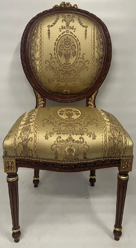 Online Kaufen Casa Padrino silla de comedor barroco medallón oro patrón / marron oscuro / oro - Silla de cocina de estilo antiguo hecha a mano con patrón - Muebles de comedor estilo barroco - Muebles barrocos