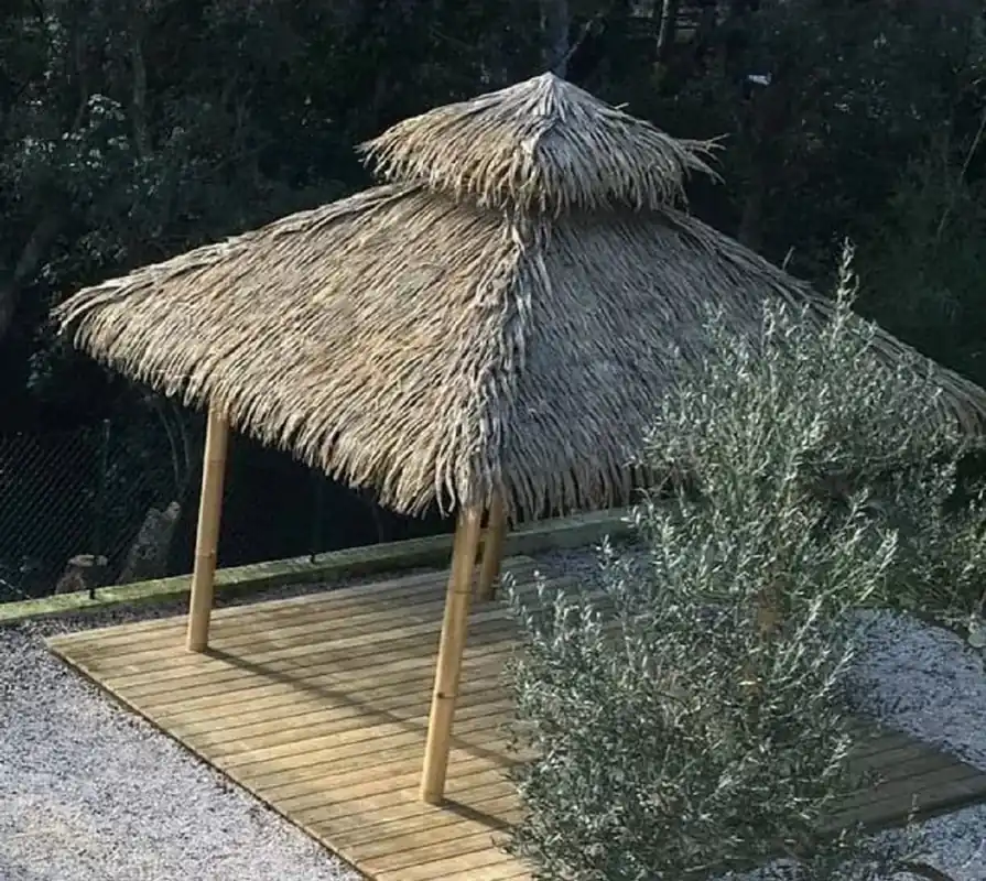 Direkt Vom Hersteller Casa Padrino Pabellón de Jardín de Bambú de Lujo Natural 400 x 400 x A. 380 cm - Pabellón Resistente a la Intemperie - Muebles de Jardín - Muebles de Bambú - Muebles de Lujo