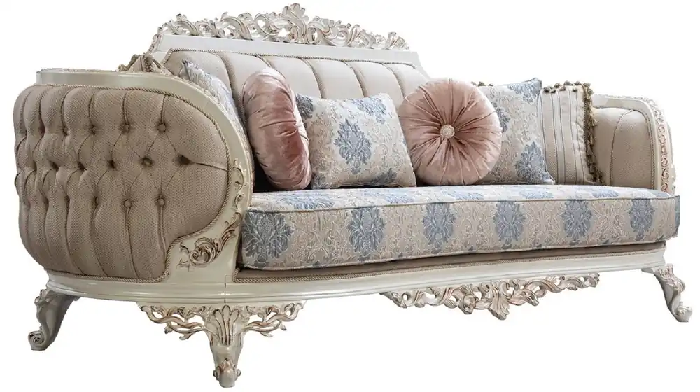 Casa Padrino sofá barroco de lujo multicolor / crema blanco / cobre - Sofá de salón de estilo barroco con patrón elegante - Muebles de salón de lujo en estilo barroco - Muebles barrocos Aktuell