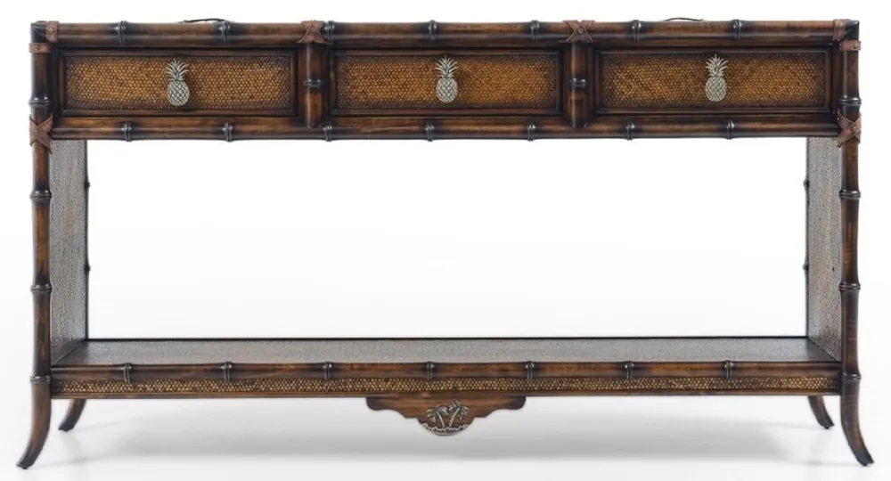 Casa Padrino Consola de Lujo de Estilo Vintage Marrón 184 x 39 x A. 88 cm - Mesa Consola de Madera Maciza con 3 Cajones - Muebles de Madera Maciza - Muebles de Estilo Vintage - Muebles de Lujo Sale