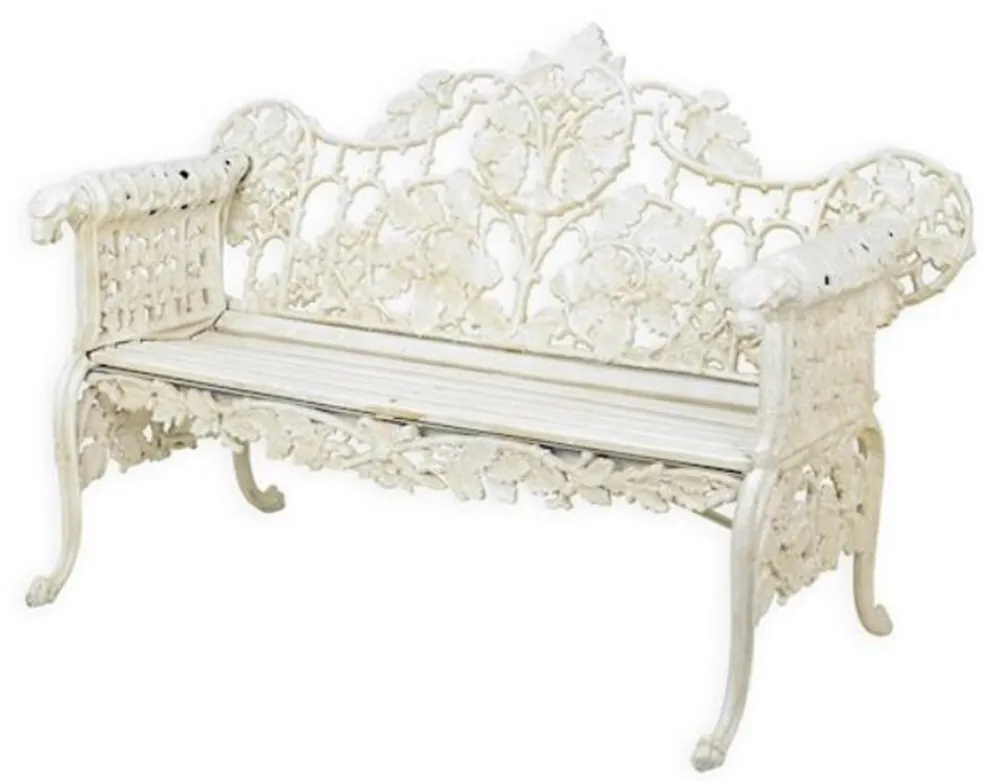 Casa Padrino banco de jardín barroco crema blanco 148 x A. 95 cm - Magnífico banco de jardín de hierro fundido - Muebles de jardín de hierro fundido barrocos - Muebles de jardín de estilo barroco Neu Im Sortiment