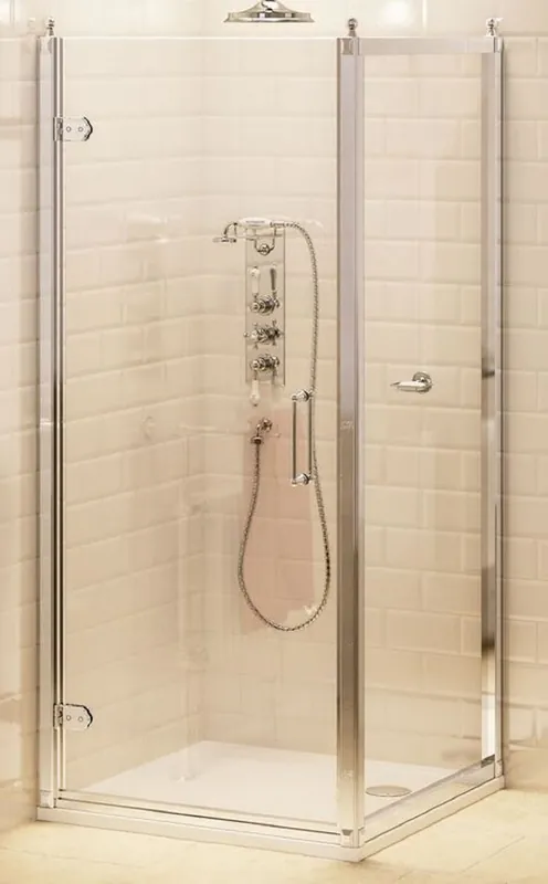 Casa Padrino Puerta de Ducha con Pared Lateral Plata 76 x 76 x A. 195 cm - Cabina de Ducha Mampara de Vidrio - Accesorios de Baño - Puertas de Ducha de Lujo - Calidad de Lujo Aktuell