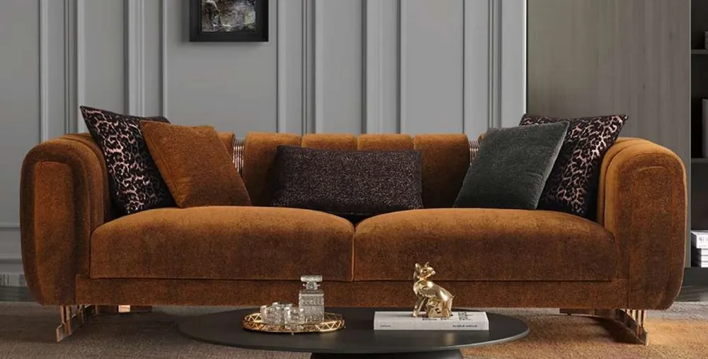 Casa Padrino sofá de lujo marrón / cobre 240 x 100 x A. 60 cm - Sofá de salón - Sofá de hotel - Muebles de salón - Muebles de hotel - Interiores de lujo Sale