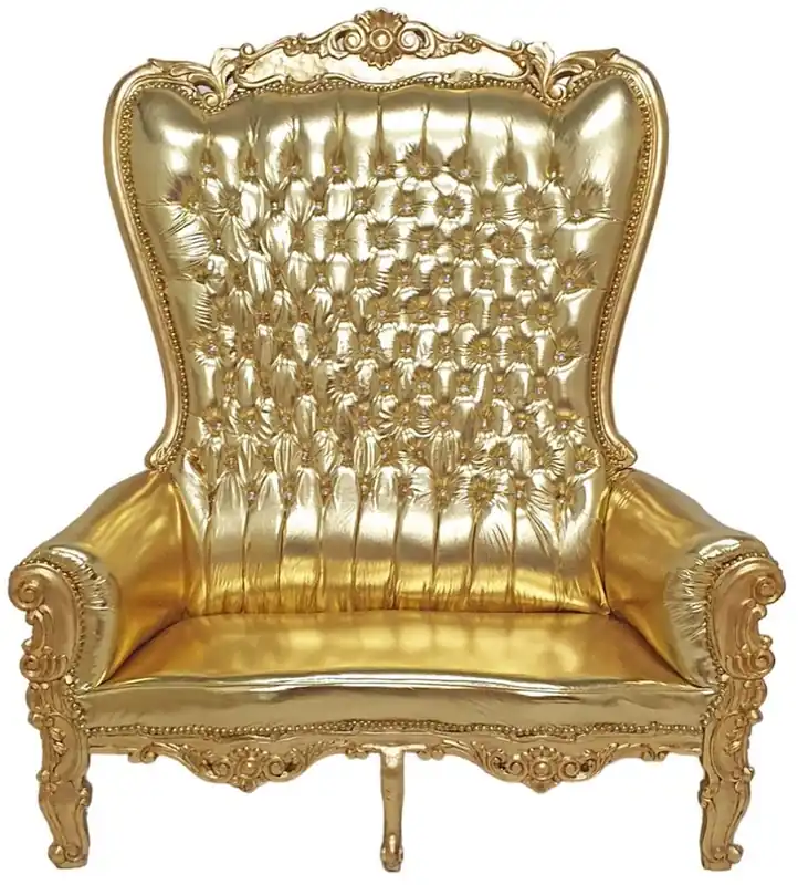 Neu Im Sortiment Casa Padrino sofá 2 plazas respaldo alto barroco oro - Magnífico sofá de estilo barroco en piel sintética con pedrería - Muebles de salón estilo barroco - Muebles barrocos