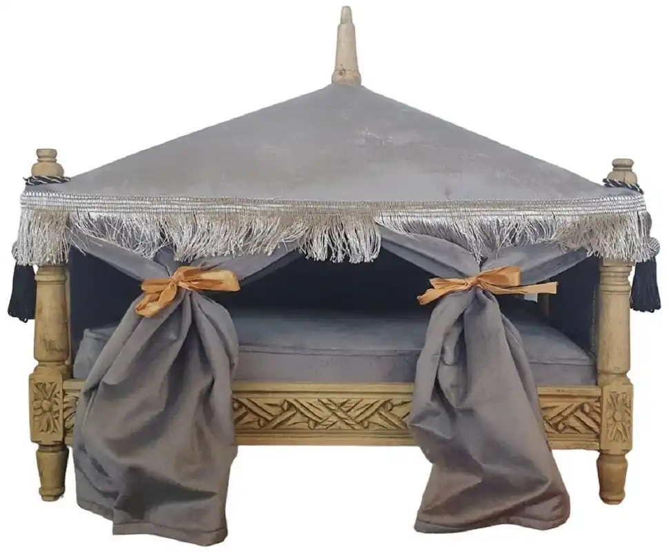 Neuheit Casa Padrino cama de perro barroco gris / natural - Cama de perro de estilo antiguo hecha a mano - Magníficos muebles para perros en estilo barroco - Muebles barrocos para mascotas