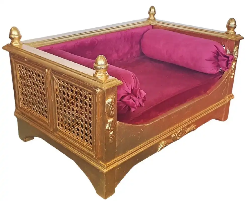Markenprodukt Casa Padrino cama de perro barroco rojo burdeos / oro - Magnífica cama para perros de estilo antiguo - Muebles para perros hechos a mano en estilo barroco - Muebles barrocos para mascotas