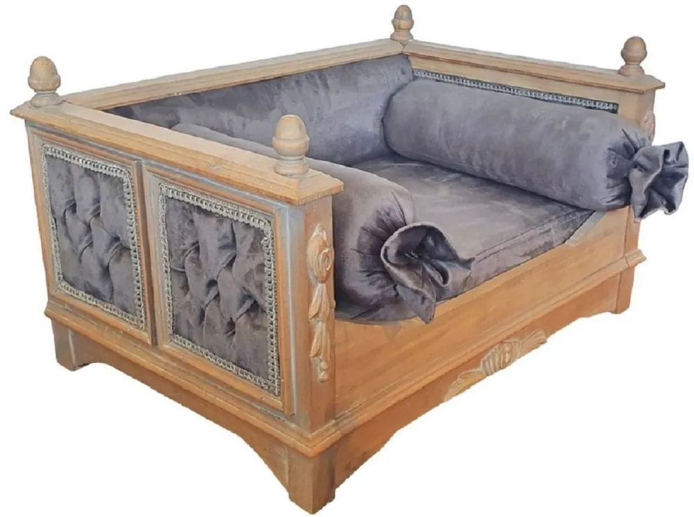 Preisknaller Casa Padrino cama de perro barroco gris / natural - Magnífica cama para perros de estilo antiguo - Muebles para perros hechos a mano en estilo barroco - Muebles barrocos para mascotas