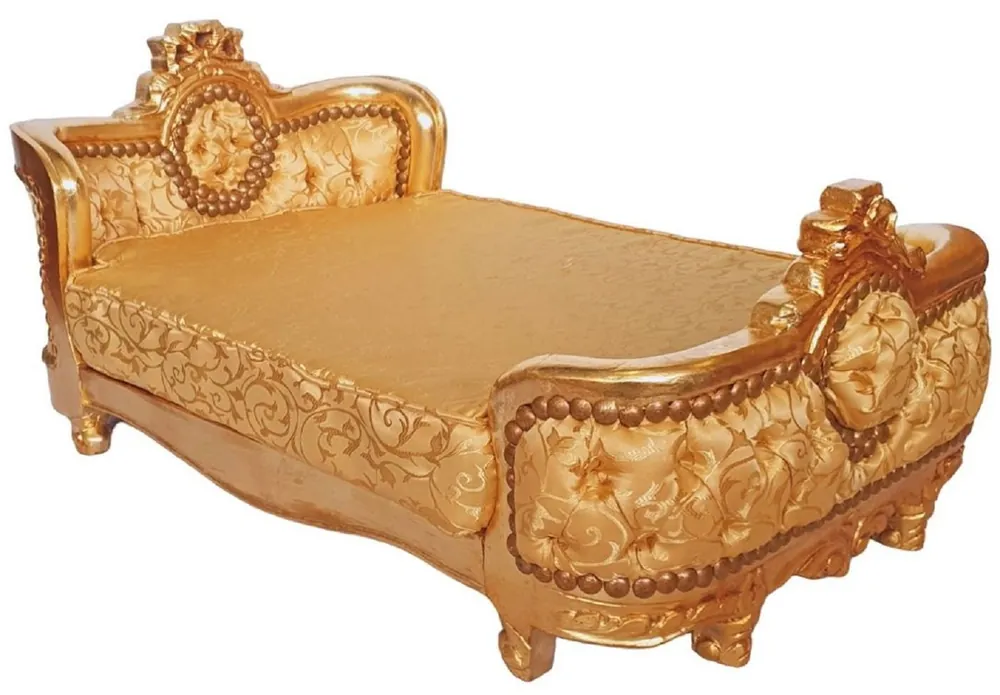 Preiswert Casa Padrino cama de perro barroco patrón oro / oro - Cama de perro de estilo antiguo hecha a mano - Magníficos muebles para perros en estilo barroco - Muebles barrocos para mascotas