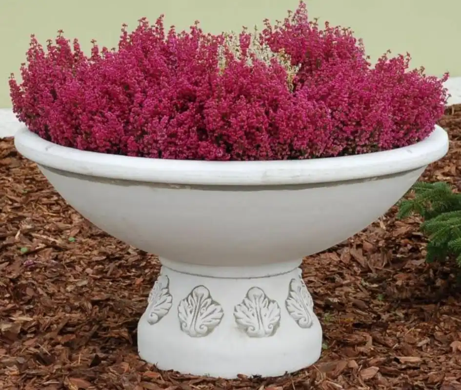 Direktkauf Casa Padrino maceta decorativo de jardín barroco blanco Ø 90 x A. 56 cm - Macetero redondo de estilo barroco - Decoración barroco de jardín - Decoración barroco de terraza - Accesorios barroco