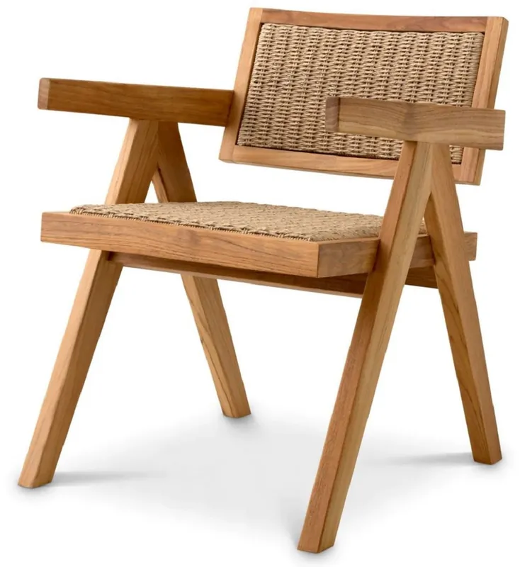 Kracherpreis Casa Padrino Silla de Comedor de Teca de Lujo con Reposabrazos Natural 56 x 65,5 x A. 78 cm - Silla de Jardín - Muebles de Jardín - Muebles de Comedor - Muebles de Teca de Lujo