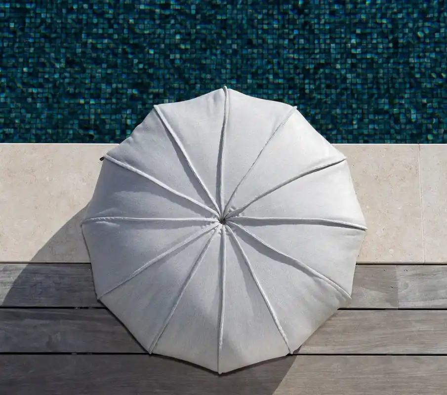 Geprüft Casa Padrino puf de lujo erizo de mar gris Ø 90 x A. 45 cm - Puf flotante - Cojín de asiento hecho a mano - Decoración de jardín - Decoración de terraza - Decoración de piscina