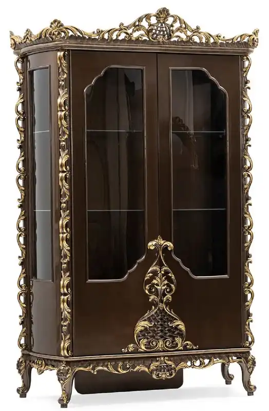 Casa Padrino vitrina barroco de lujo marrón / oro - Magnífica vitrina de madera maciza con 2 puertas - Muebles de lujo en estilo barroco - Muebles barrocos - Noble y Magnífico Neue Ware