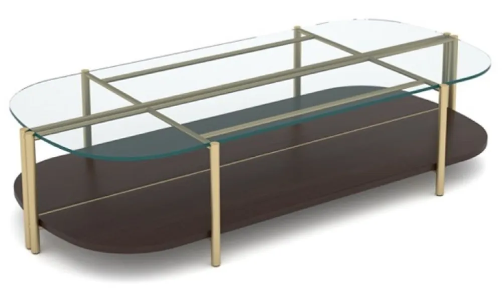 Casa Padrino mesa de centro de lujo marrón oscuro / latón 155 x 75 x A. 35 cm - Mesa de salón con tapa de vidrio - Muebles de salón - Muebles de hotel - Muebles de lujo - Interiores de lujo Garantierte Lieferung