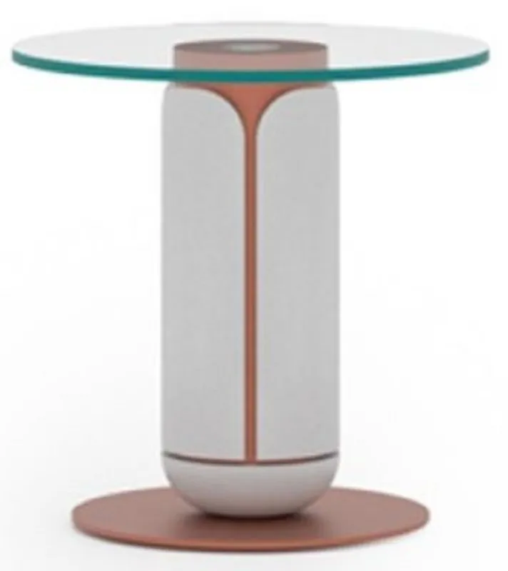 Sofort Bestellen Casa Padrino mesa auxiliar de lujo blanco / cobre Ø 40 x A. 40 cm - Mesa redonda con tapa de vidrio - Muebles de salón - Muebles de hotel - Muebles de lujo