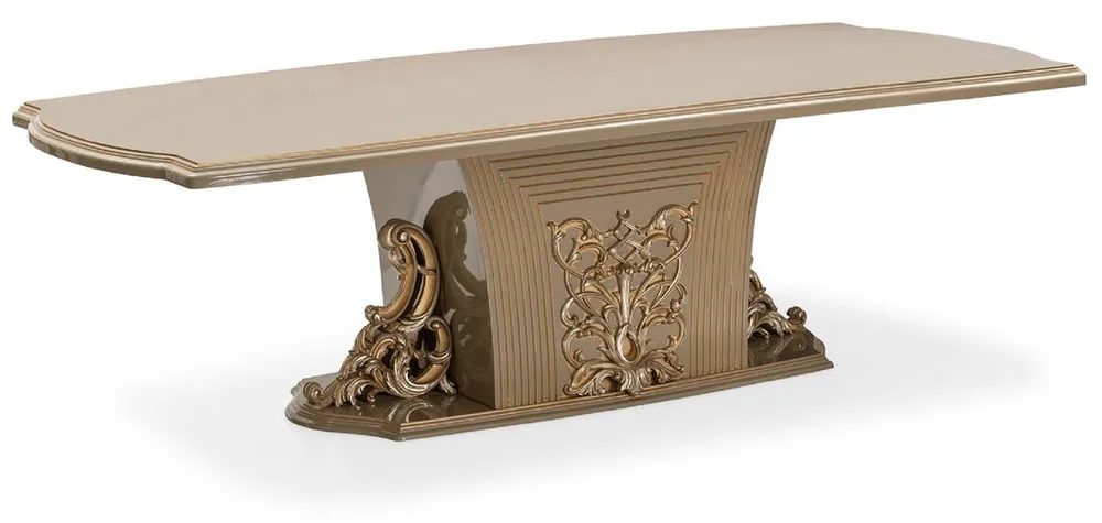 Casa Padrino mesa de comedor barroco de lujo gris / oro - Magnífica mesa de cocina de estilo barroco - Muebles de comedor de lujo de estilo barroco - Muebles de comedor barrocos Markenware