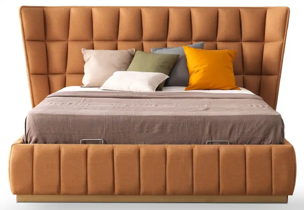 Casa Padrino Cama Doble de Lujo Marrón Claro / Beige 247 x 214 x A. 126 cm - Cama de Madera Maciza - Muebles Dormitorio - Muebles Hotel - Muebles de Lujo - Interior de Lujo Preisknaller
