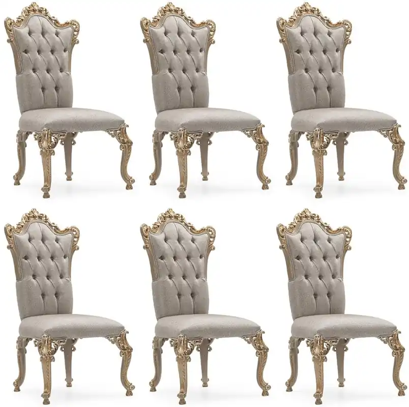 Meistverkauft Casa Padrino conjunto de 6 sillas de comedor barrocos de lujo plata / gris / oro - Sillas de cocina de estilo barroco magníficos - Muebles de comedor barrocos - Muebles barroco