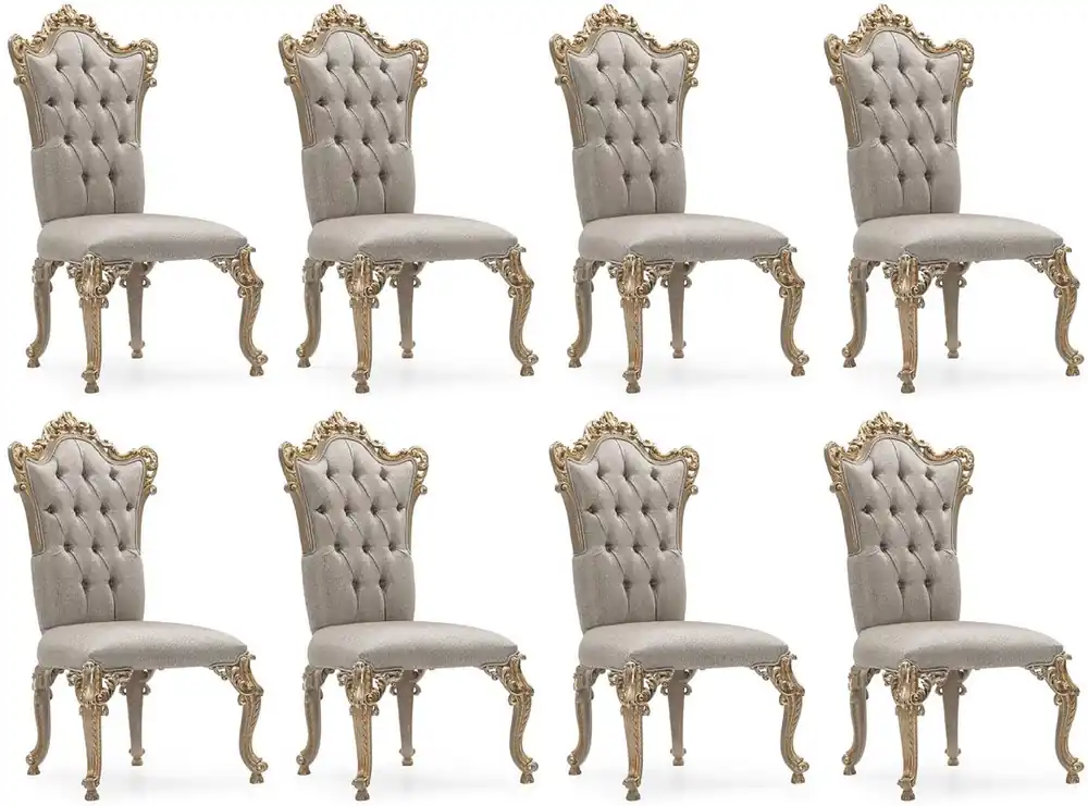 Casa Padrino conjunto de 8 sillas de comedor barrocos de lujo plata / gris / oro - Sillas de cocina de estilo barroco magníficos - Muebles de comedor barrocos - Muebles barroco Markenware