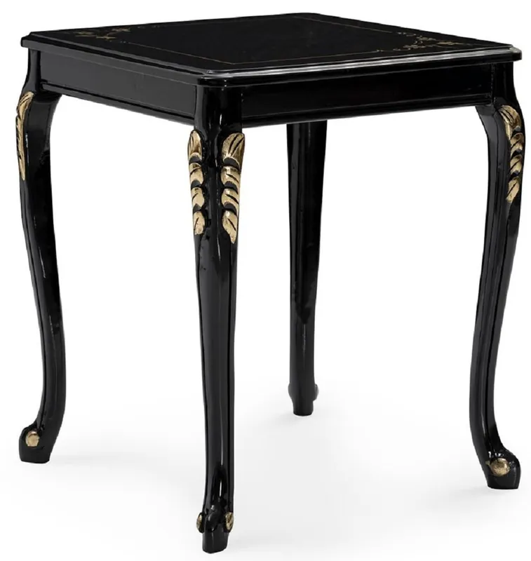 Casa Padrino mesa auxiliar barroco de lujo negro / oro - Mesa cuadrada de madera maciza en estilo barroco - Muebles de salón de lujo en estilo barroco - Muebles barrocos - Noble y Magnífica Direktkauf